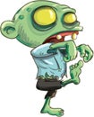 Cartoon illustration of cute green zombie a ghoulish undid isolated on white Royalty Free Stock Image