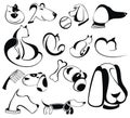 Cats and dogs silhouettes favorite pet collection Royalty Free Stock Photos