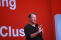 CEO of Oracle Larry Ellison makes his speech at Oracle OpenWorld conference