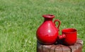 Ceramic Red Water Jug And Cup ...