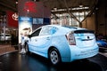 Charging a Toyota Prius at the auto show