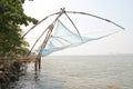 Chinese nets along the sea coast Stock Photo