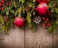 Christmas Decorations Over Wood