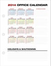 2014 Clean Corporate Office Calendar Week Numbers Vector