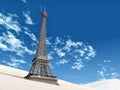 Climate catastrophe computer generated d illustration with eiffel tower and desert landscape Royalty Free Stock Images