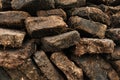 Close up of peat pile on Harris, Scotland