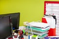 Close-up of real life messy office