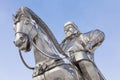 Closeup of sculpture of Genghis Khan and horse