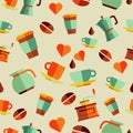 Coffee Flat Icons Seamless Pat...