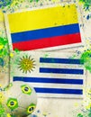 Colombia vs Uruguay soccer concept