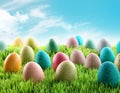 Colorful Easter Eggs In A Fiel...