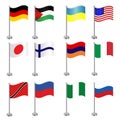 Colorful flags of a variety of nations collection vector design Stock Images