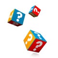 Colorful question cubes with marks on the white background Royalty Free Stock Image