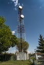 Complete communication tower against a clear blue sky Royalty Free Stock Image