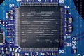 Computer chip close up circuit board with binary numbers Royalty Free Stock Photos