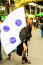 Cosplayer as characters Temari from Naruto.