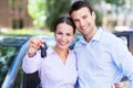 Couple with car keys