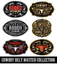 Cowboy belt buckle vector master collection set design