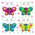 Cute cartoon butterflies and flowers an illustration of leaves Royalty Free Stock Photo