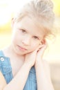 Cute Kid Girl On Nature Backgr...