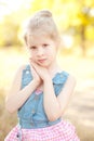 Cute Kid Girl Posing On Nature...