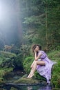 Cute Woman In Nature Scenery