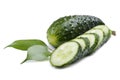 Cutting Cucumber On White