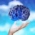 3d Blue Glass Human Brain On N...