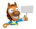 3D Horse Mascot Hand Is Holdin...