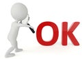 D humanoid character with a ok word red Royalty Free Stock Photo