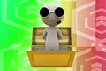 3d Man Inside A Treasure Box I...