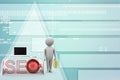 3d Man With Seo Target Illust...