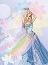 Dancing bride in beautiful dress vector illustrati Royalty Free Stock Photography