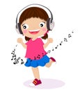 Dancing Girl Listen Music In H...