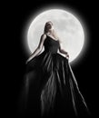 Dark Night Moon Girl With Blac...