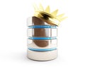 Database gold crown d illustrations on a white background Stock Photos