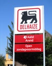 Delhaize group logo aalst belgium june sign outside a supermarket in aalst on june th is a belgian food retailer which Royalty Free Stock Images