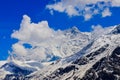 Detail view of himalayas mountain peak covered in snow annapurna iii nepal Royalty Free Stock Photos