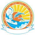 Dolphins In Sea Waves.Vector N...