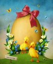 Easter Egg And Ducklings.