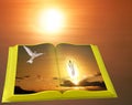 Easter Scene Of Gold Bible On ...