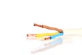 Electricity electric wires on a white background Stock Photo