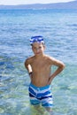 Eleven years old boy in the sea