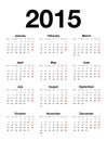 English Calendar for 2015