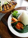 Ethnic asian food of Bali - meat sate kebabs