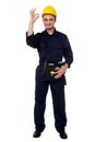Everything is perfect at our work site happy construction worker showing gesture Royalty Free Stock Photos