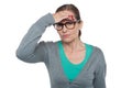 Expressionless Woman Looking A...