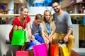 Family with kids shopping in mall