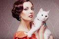 Fashion Model With Cat