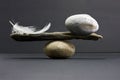 Feather and stone balance